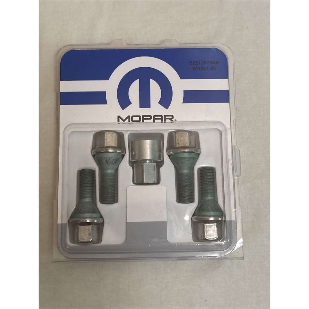 Mopar Wheel Lock Kit M12x1.25 4 Bolts with Key 82212978AB Silver Chrome